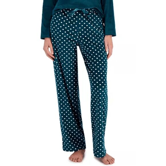 Charter Club NWT size XXL velour green/white polka dot pants - Picture 2 of 3